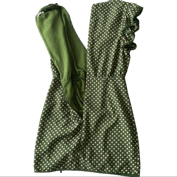 Tularosa Huntington Polka Dot V-Neck Mini Dress Flutter Sleeve Mint Green Size M - Picture 7 of 10